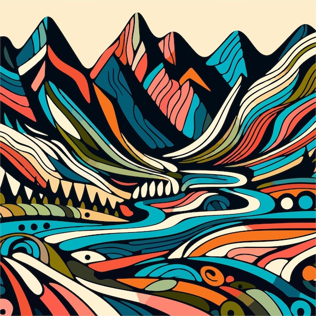 Colorful mountains vector 118