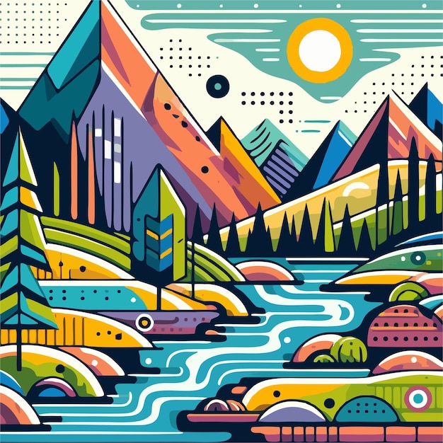 Colorful mountains vector 131