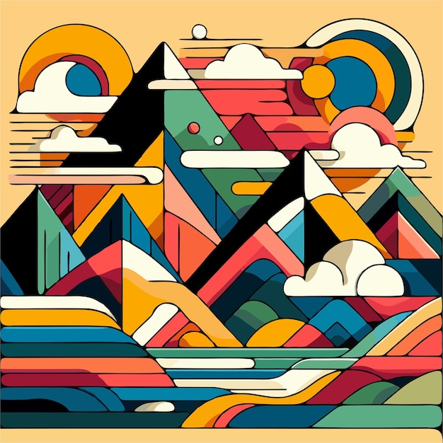 Colorful mountains vector 147