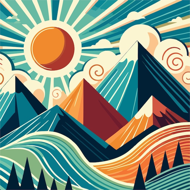 Colorful mountains vector 42