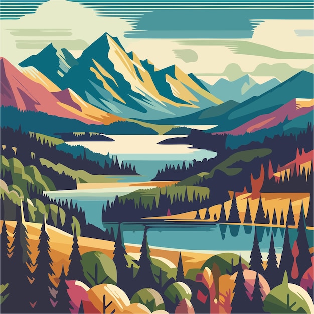 Colorful mountains vector 62