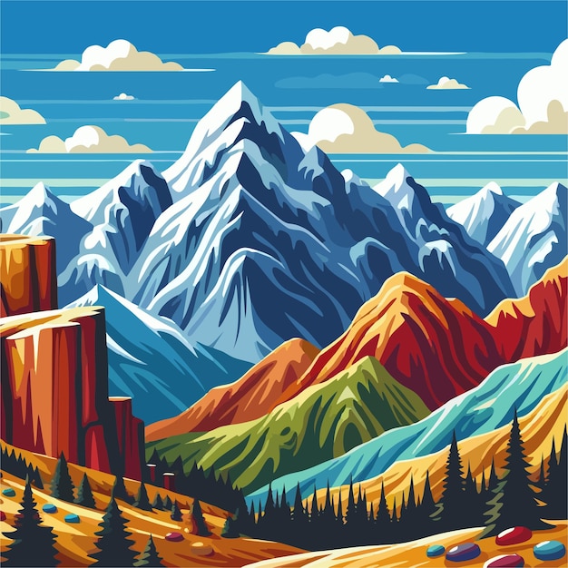 Colorful mountains vector 71