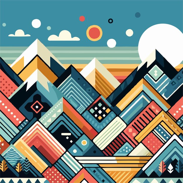 Colorful mountains vector 98