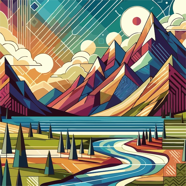 Colorful mountains vector