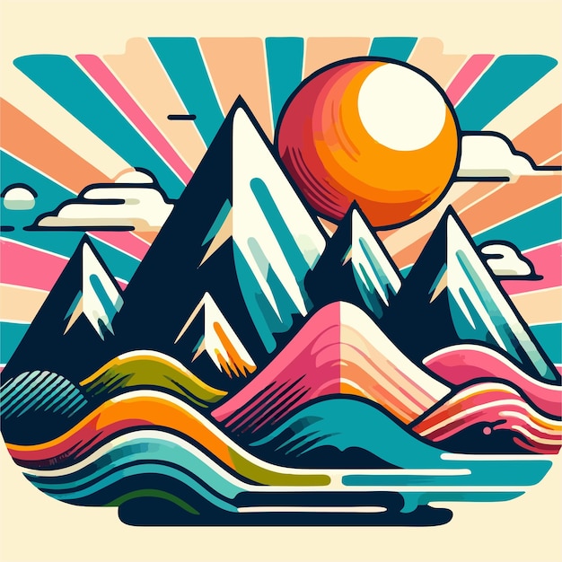 Colorful mountains vector