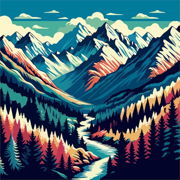 Colorful mountains vector