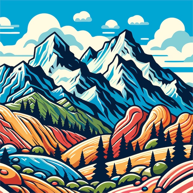 Colorful mountains vector