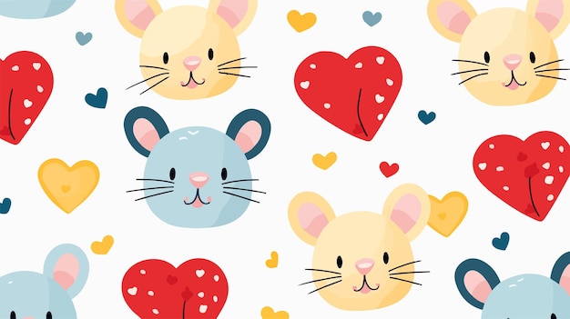 Colorful Mouse Face and HeartShaped Cheese on Sea Background