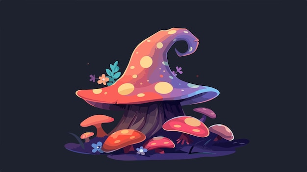 Vector a colorful mushroom with a colorful hat on it