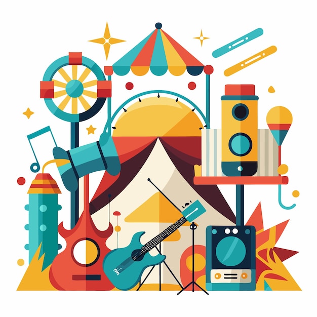 Vector colorful music festival illustration