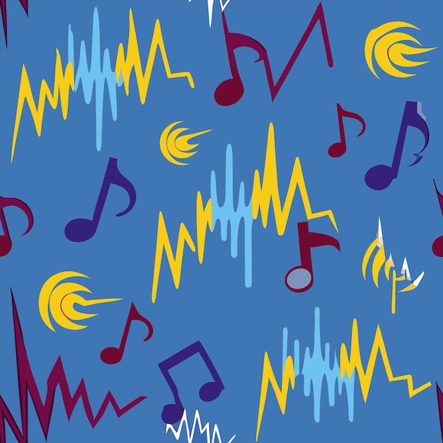 colorful music notes are on a blue background