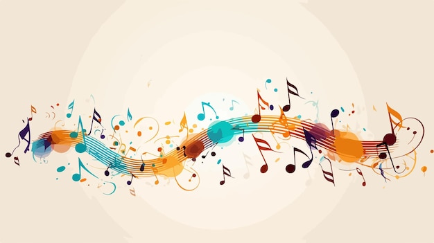 Vector colorful music notes on a beige background vector art illustration