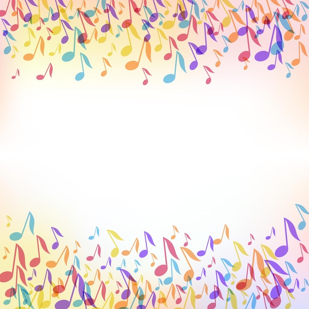 Colorful Music notes border frame Vector Illustration background