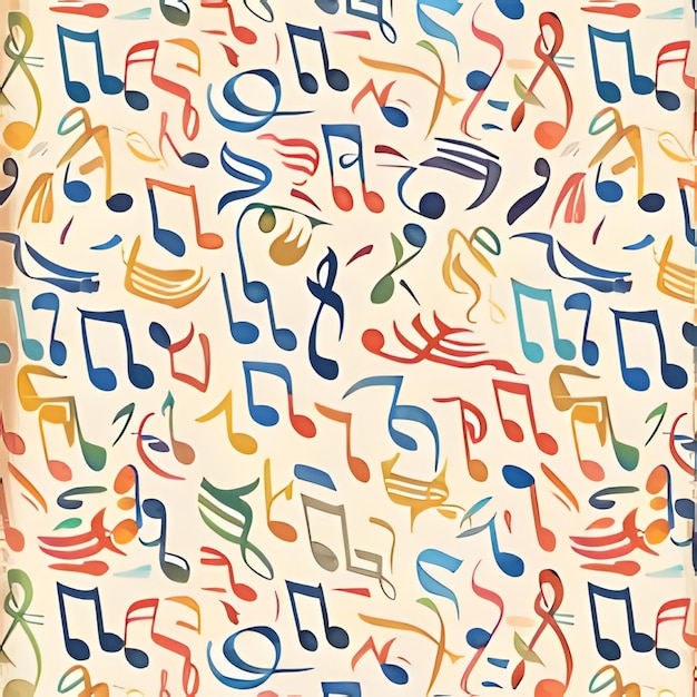 Vector colorful music notes pattern