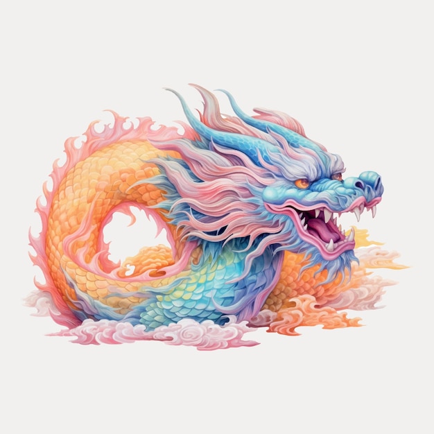 Colorful mythical dragon illustration