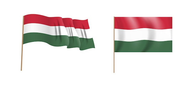 Colorful naturalistic waving flag of Hungary country. 