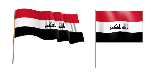 Colorful naturalistic waving flag of the Republic of Iraq.