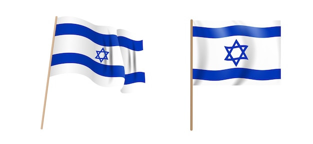 Colorful naturalistic waving flag of the State of Israel.