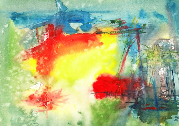 colorful nature abstract painting by watercolor on paper