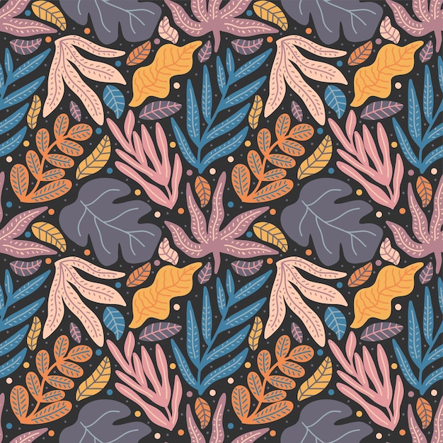 Colorful nature leaves and foliage seamless pattern