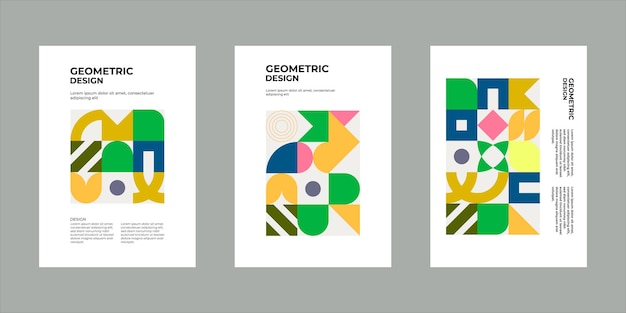 Colorful neo geometric poster Grid with color geometrical shapes