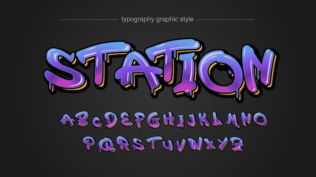 Colorful Neon Purple Pink Blue Dripping Graffiti Text Style