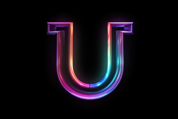 a colorful neon sign that says u on it