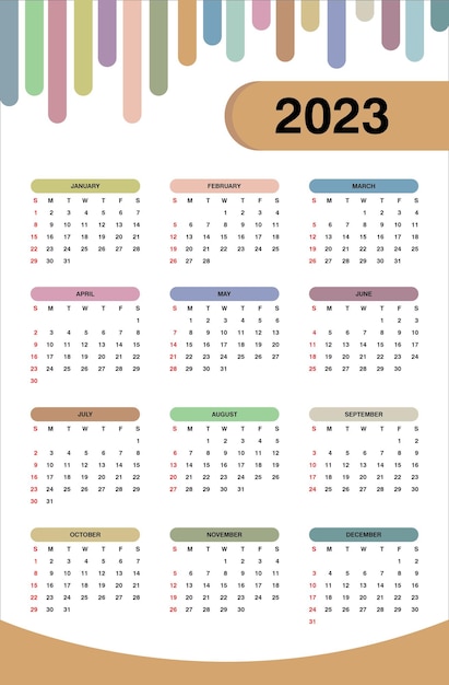 Colorful new year 2023 wall calendar design