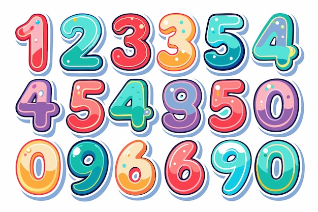 Vector colorful number doodle