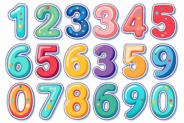 Vector colorful number doodle