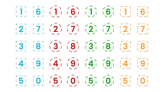 Vector a colorful number with the numbers 1 to 10