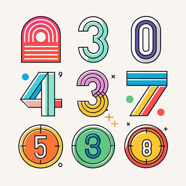 colorful numbers doodle