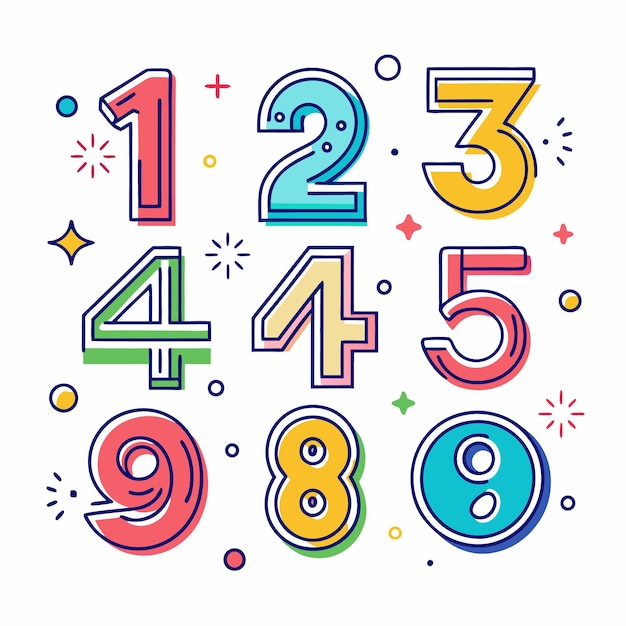 colorful numbers doodle