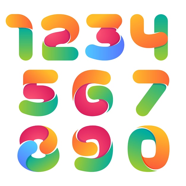 Colorful numbers set. Font style