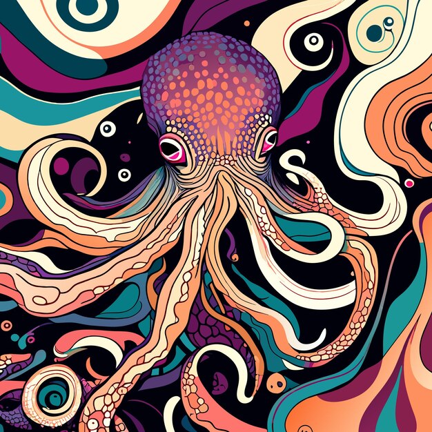 Colorful Octopus vector