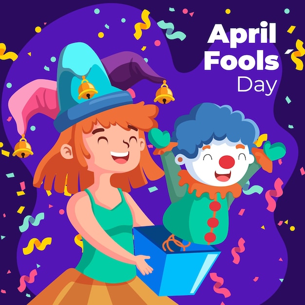 Colorful organic flat april fools' day illustration