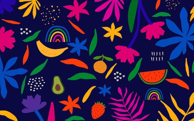 Colorful organic shapes doodle collection