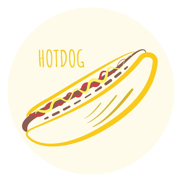 Colorful outline hotdog symbol