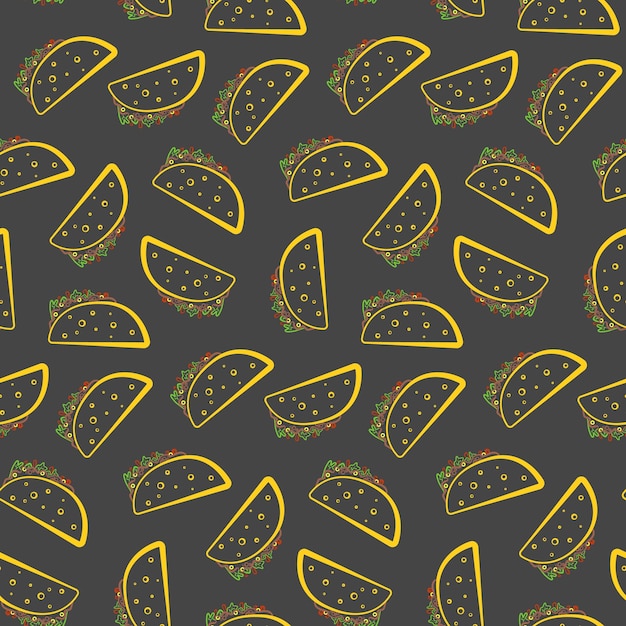 Colorful outline tasty tacos seamless pattern