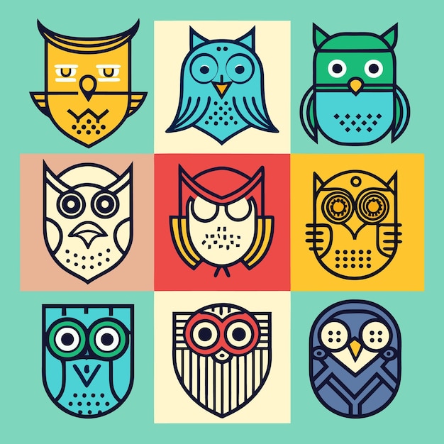 Colorful Owl Icons