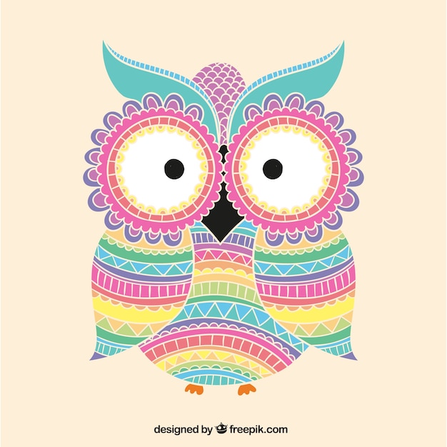 Colorful owl with ornaments