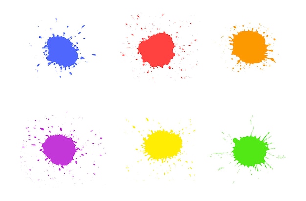 Colorful paint splashes set.