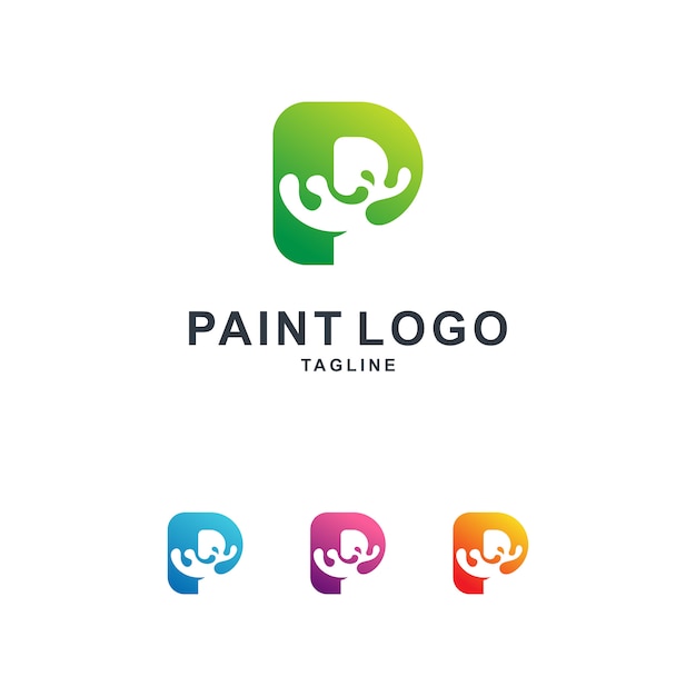 Colorful Paint with Letter P Logo Template