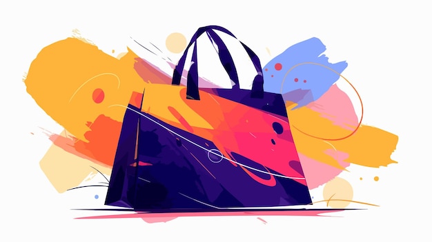 Vector a colorful painting of a bag with a purple bag in the middle