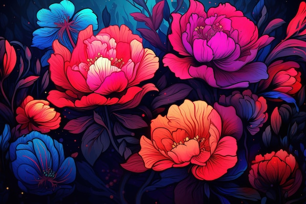 a colorful painting of flowers with the words flowers