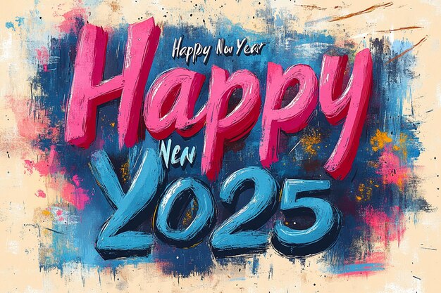 Vector a colorful painting of a happy new year with the words happy new year on it