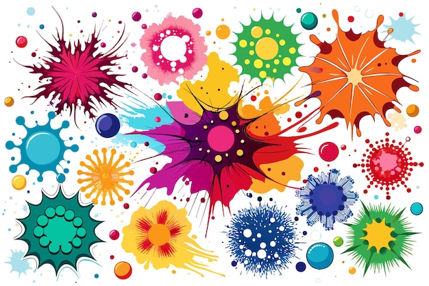 Vector a colorful painting of multicolored flowers and the word  splatters