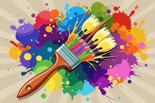 a colorful painting of a paint brush with paintbrush and paint