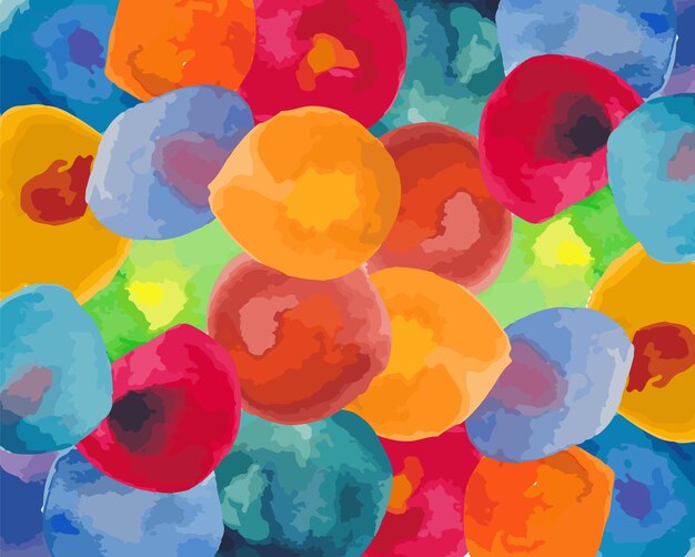 A colorful painting of a watercolor abstract round flowers