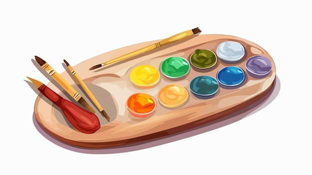 Colorful Palette of Paints for Art Tools Cartoon